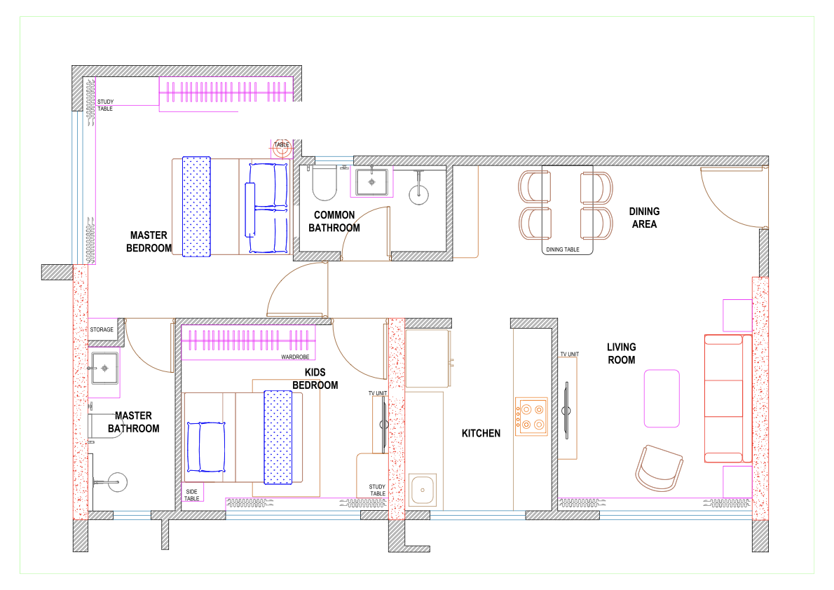 Cleon 2 BHK Floor Plan